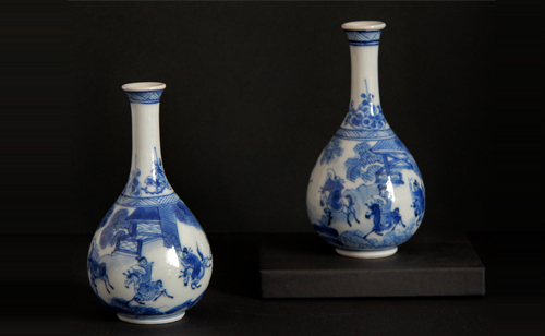 Pair of Blue and White Kangxi Vases 